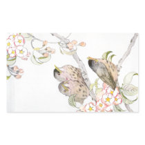 Three Baby Robins in a Cherry Tree Rectangle Sticker