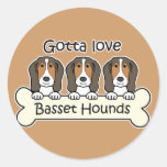 Three Basset Hounds Stickers
