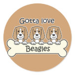 Three Beagles Round Stickers