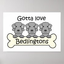 Three Bedlington Terriers Poster