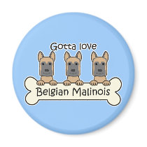 Three Belgian Malinois Refrigerator Magnets