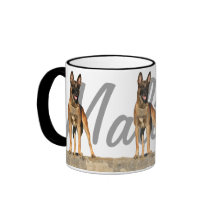Three Belgian Malinois with breed name Mug