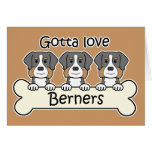 Three Bernese Mountain Dogs Card
