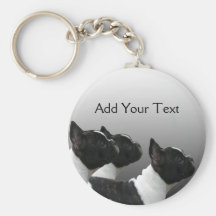 Three Black and White French Bulldogs Keychain