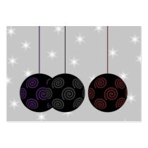 Three Black Christmas Baubles. Custom Text Business Card