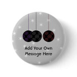 Three Black Christmas Baubles. Custom Text Pin