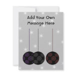 Three Black Christmas Baubles. Custom Text Custom Invitations