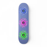Three Blue Bell Tunicate flowers with colours boar Skate Deck