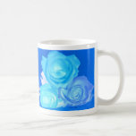 Three blue roses inverted picture coffee mugs