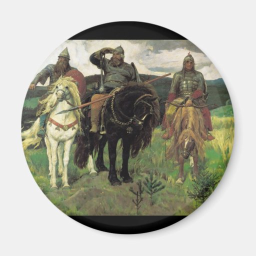 Three Bogatyrs (1898) by Viktor Vasnetsov Print Fridge Magnets