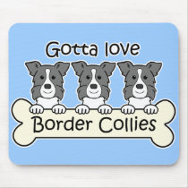 Three Border Collies Mouse Mats