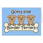 Three Border Terriers Greeting Card