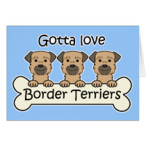 Three Border Terriers Card