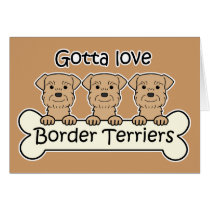 Three Border Terriers Card