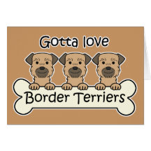 Three Border Terriers Card