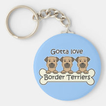 Three Border Terriers Key Chain