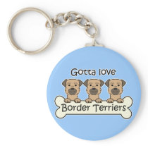 Three Border Terriers Key Chain