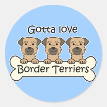 Three Border Terriers Round Sticker