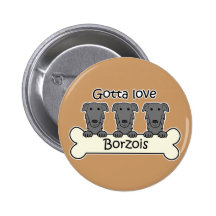 Three Borzois Button
