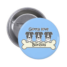 Three Borzois Pinback Button