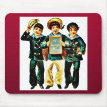 Three boys and one boys holds the christmas wishes mousepad