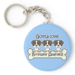 Three Brittany Spaniels keychains
