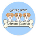 Three Brittany Spaniels stickers