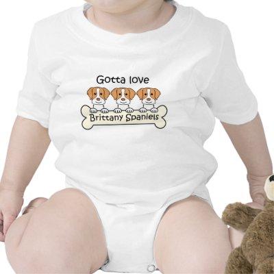 Three Brittany Spaniels T-shirts by dogcartoons