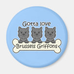 Three Brussels Griffons Refrigerator Magnets