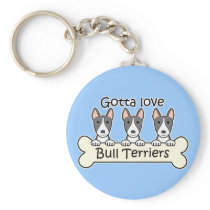 Three Bull Terriers Key Chains