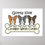 Three Cardigan Welsh Corgis posters