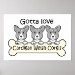 Three Cardigan Welsh Corgis posters