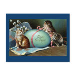 Three Cats & Big Blue Easter Egg Postcard