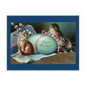 Three Cats & Big Blue Easter Egg postcards