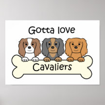 Three Cavalier King Charles Spaniels Posters