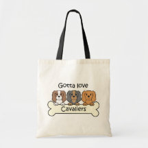 Three Cavalier King Charles Spaniels Tote Bag