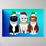 Three Christmas Kitties Print