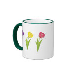 Three colourful tulips mugs