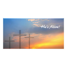 Three Crosses and Sunrise Photo Card