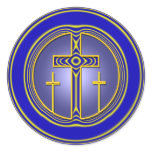 THREE CROSSES ROUND STICKERS