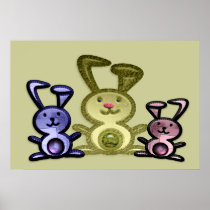 Three Cute Bunnies Poster