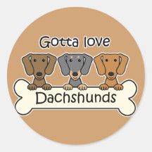 Three Dachshunds Round Sticker