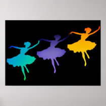 Three Dancers on Black Print