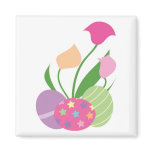 Three Decorative Eggs with Flowers magnets