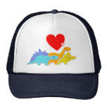 Three Dinosaurs Love Heart Cap Mesh Hat