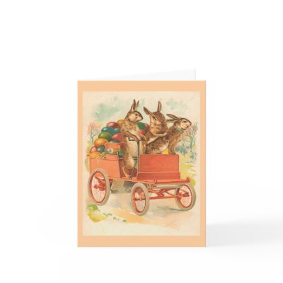 Three Easter Bunnies With Eggs Greeting Card by easterfun