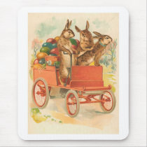 Three Easter Bunnies With Eggs Mouse Mats