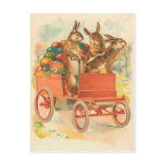 Three Easter Bunnies With Eggs Post Card