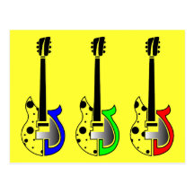 Three Electric Guitars - Neon Pop Art Post Cards