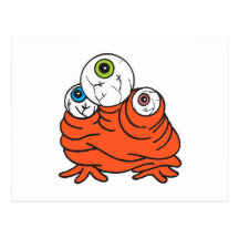 three eyeballs monster post card